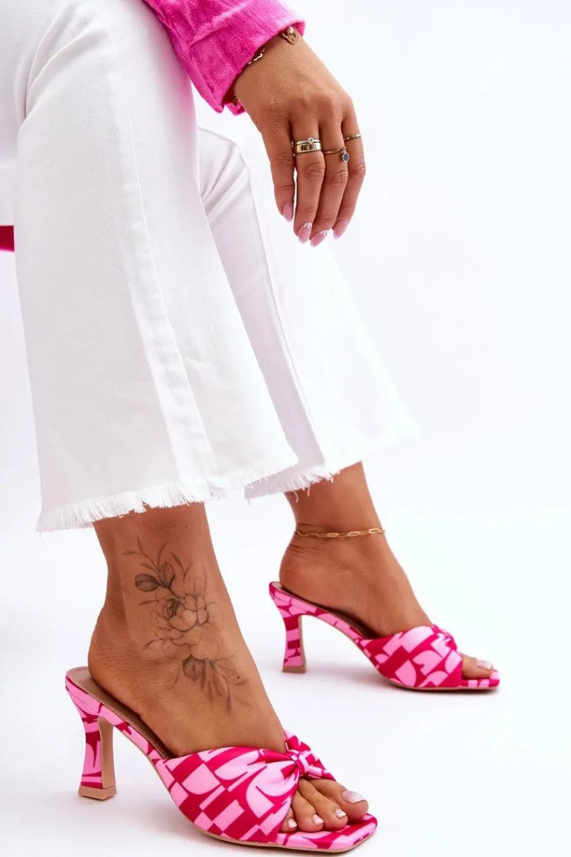 Klapki Na Obcasie|Klapki Damskie Klasyczne>Boto Modne Klapki Na Obcasie W Print Różowe Floria