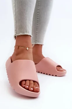 Outlet Boto Modne Klapki Na Platformie Różowe Estella Różowy