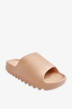 Sale Modne Klapki Na Platformie Beżowe Estella Damskie Klapki Na Platformie