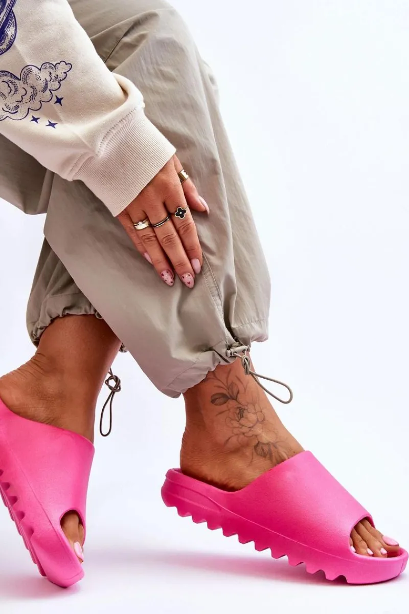 Modne Klapki Na Platformie Fuksja Estella Damskie Klapki Na Platformie|Klapki Damskie Klasyczne