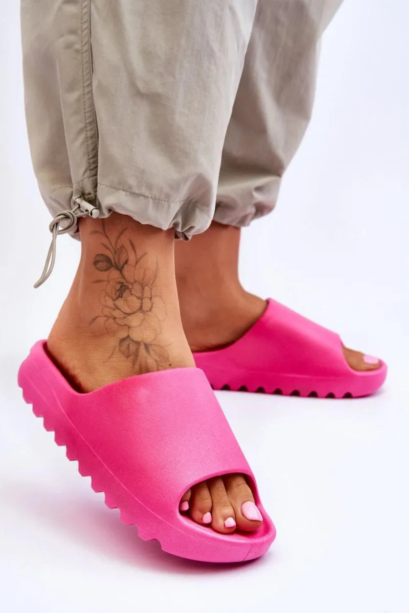 Modne Klapki Na Platformie Fuksja Estella Damskie Klapki Na Platformie|Klapki Damskie Klasyczne