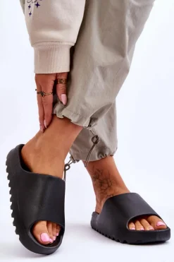 New Boto Modne Klapki Na Platformie Czarne Estella