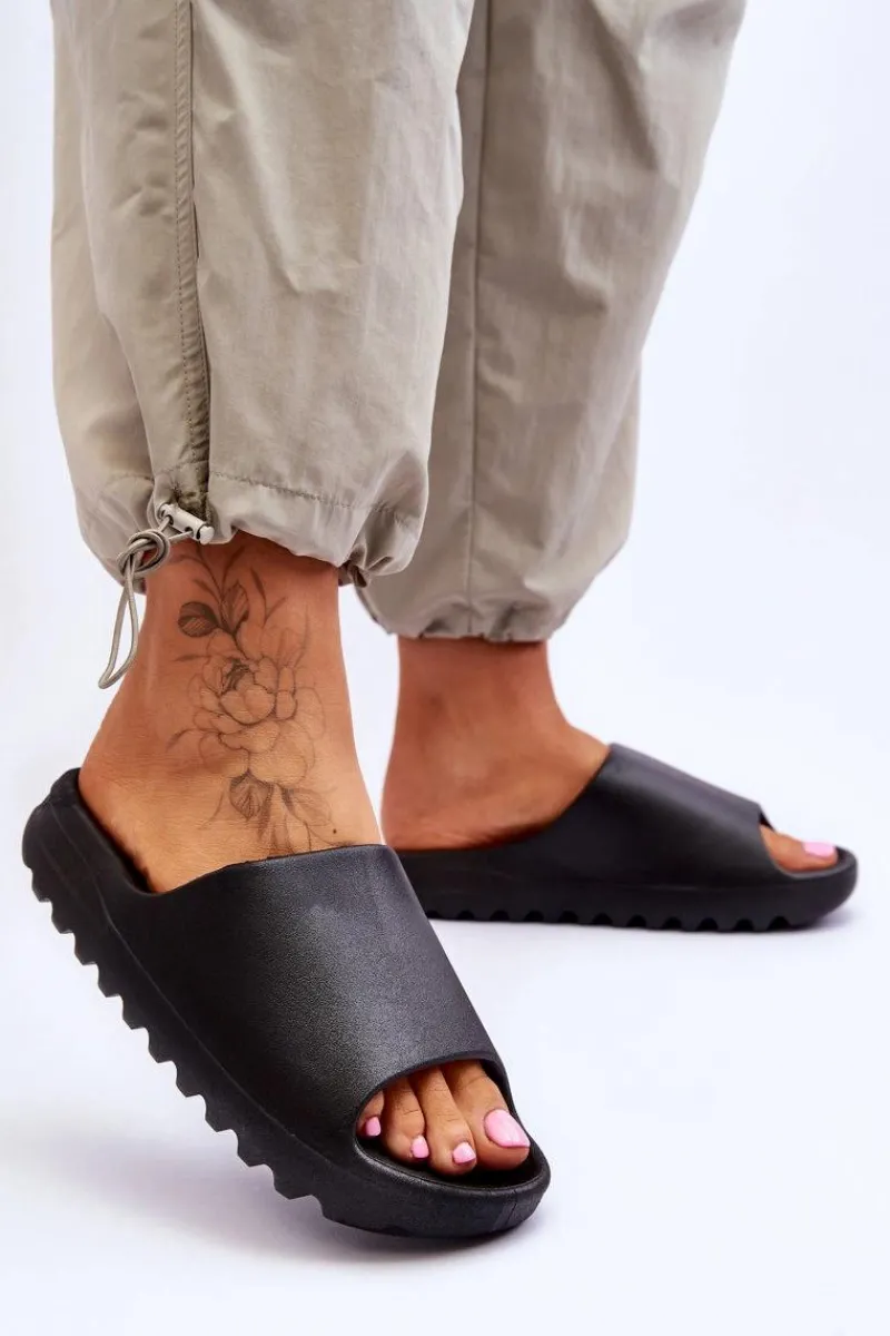 New Boto Modne Klapki Na Platformie Czarne Estella