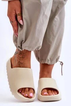 Klapki Na Platformie>Boto Modne Klapki Na Platformie Jasnobeżowe Estella