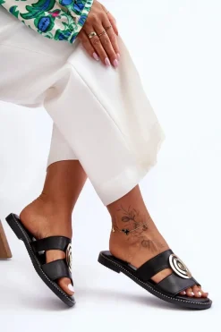 Clearance Modne Klapki Z Lustrzaną Ozdobą Czarne Deep Breath Damskie Klapki Damskie Klasyczne