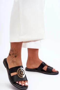 Clearance Modne Klapki Z Lustrzaną Ozdobą Czarne Deep Breath Damskie Klapki Damskie Klasyczne