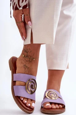 Outlet Boto Modne Klapki Z Lustrzaną Ozdobą Fioletowe Deep Breath Fioletowy