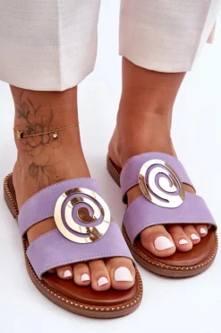 Outlet Boto Modne Klapki Z Lustrzaną Ozdobą Fioletowe Deep Breath Fioletowy