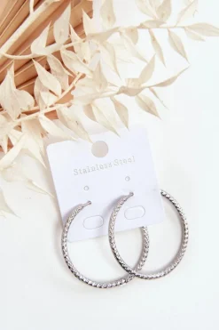 Kolczyki>Glam Chic Modne Kolczyki W Kształcie Koła Srebrne