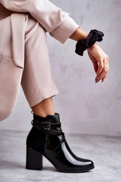 Online Boto Modne Lakierowane Botki La.Fi 260037B-LA Czarne