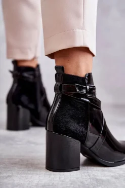 Online Boto Modne Lakierowane Botki La.Fi 260037B-LA Czarne
