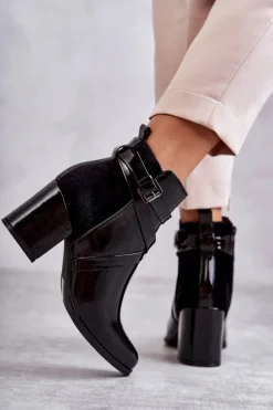 Online Boto Modne Lakierowane Botki La.Fi 260037B-LA Czarne