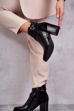 Online Boto Modne Lakierowane Botki La.Fi 260037B-LA Czarne