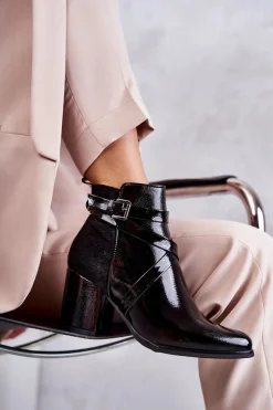 Online Boto Modne Lakierowane Botki La.Fi 260037B-LA Czarne