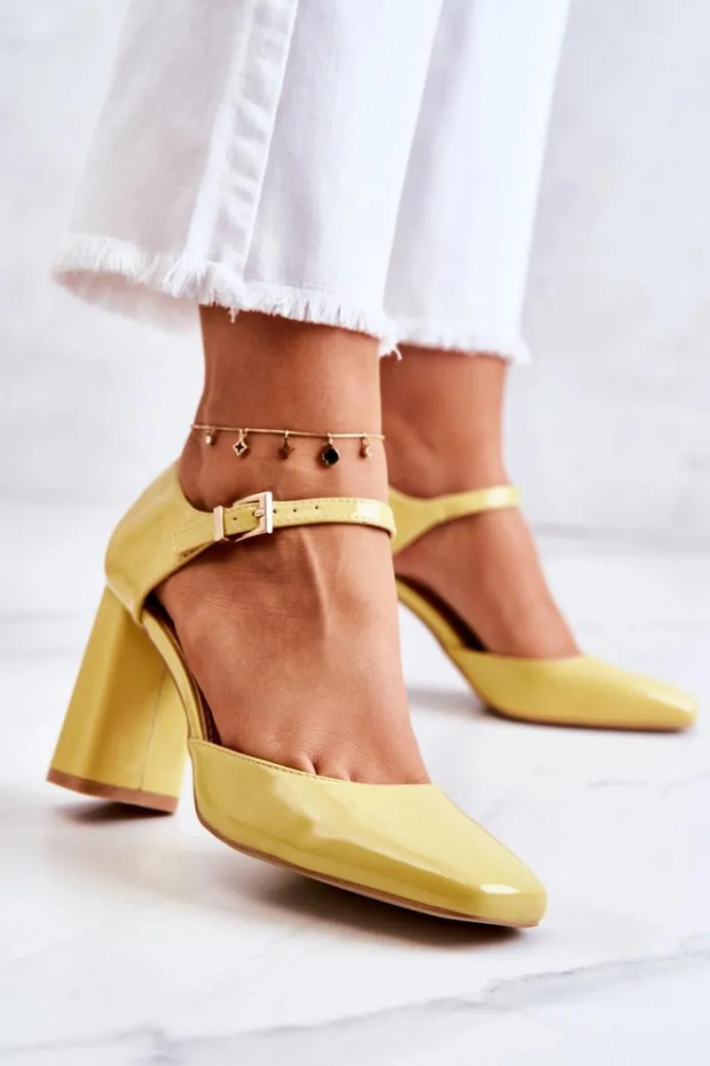 Hot Modne Lakierowane Czółenka Na Słupku Żółte Maoris Damskie Czółenka Na Słupku|Czółenka Klasyczne