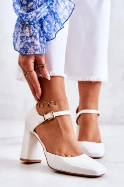 Online Modne Lakierowane Czółenka Na Słupku Białe Maoris Damskie Czółenka Na Słupku|Czółenka Klasyczne