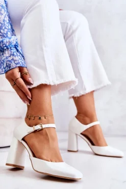 Online Modne Lakierowane Czółenka Na Słupku Białe Maoris Damskie Czółenka Na Słupku|Czółenka Klasyczne