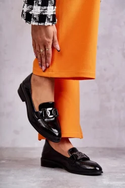 Półbuty Lakierowane|Mokasyny Damskie Lakierowane>Buty damskie Vinceza Modne Lakierowane Półbuty Loafery Czarne Trine