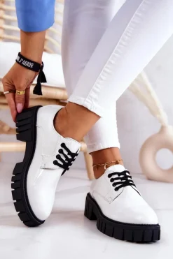 Outlet Boto Modne Lakierowane Półbuty La.Fi 210013W-LA Białe