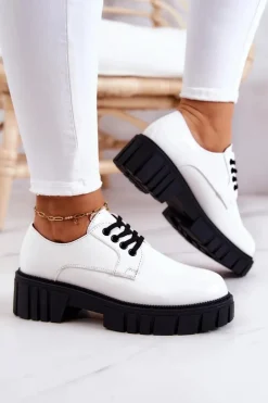 Outlet Boto Modne Lakierowane Półbuty La.Fi 210013W-LA Białe