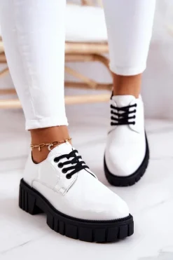 Outlet Boto Modne Lakierowane Półbuty La.Fi 210013W-LA Białe