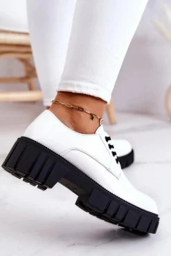 Outlet Boto Modne Lakierowane Półbuty La.Fi 210013W-LA Białe