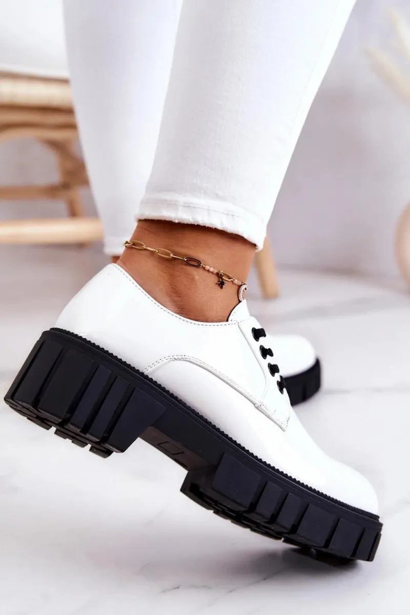 Outlet Boto Modne Lakierowane Półbuty La.Fi 210013W-LA Białe