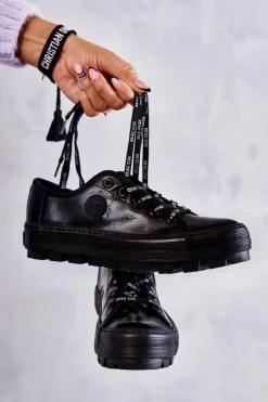 Best Big Star Shoes Modne Lakierowane Trampki Big Star KK274044 Czarne Czarny