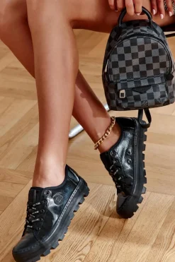 Best Big Star Shoes Modne Lakierowane Trampki Big Star KK274044 Czarne Czarny