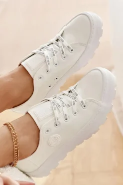 Hot Modne Lakierowane Trampki Big Star KK274045 Białe Damskie Trampki Damskie Big Star|Trampki Damskie Niskie