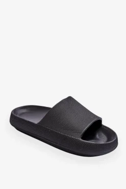 Online Boto Modne Lekkie Klapki Na Masywnej Podeszwie Czarne Rebel