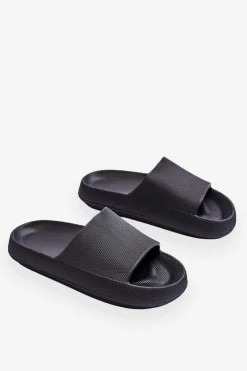 Online Boto Modne Lekkie Klapki Na Masywnej Podeszwie Czarne Rebel