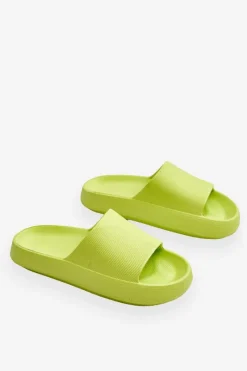 Online Boto Modne Lekkie Klapki Na Masywnej Podeszwie Limonkowe Rebel