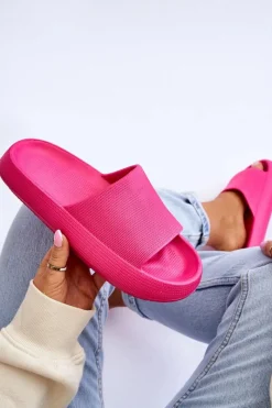 Klapki Basenowe>Boto Modne Lekkie Klapki Na Masywnej Podeszwie Fuksja Rebel