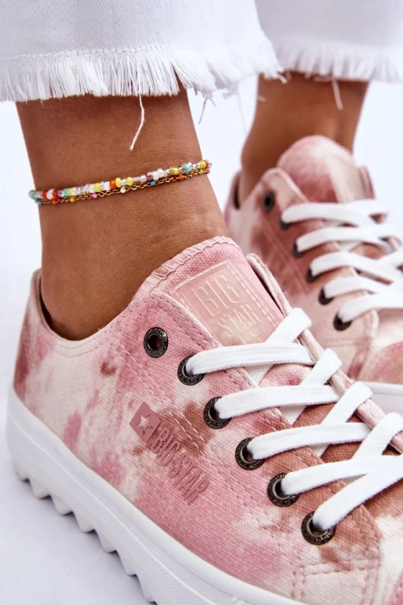 Online Big Star Shoes Modne Niskie Trampki Big Star LL274044 Różowo-Beżowe