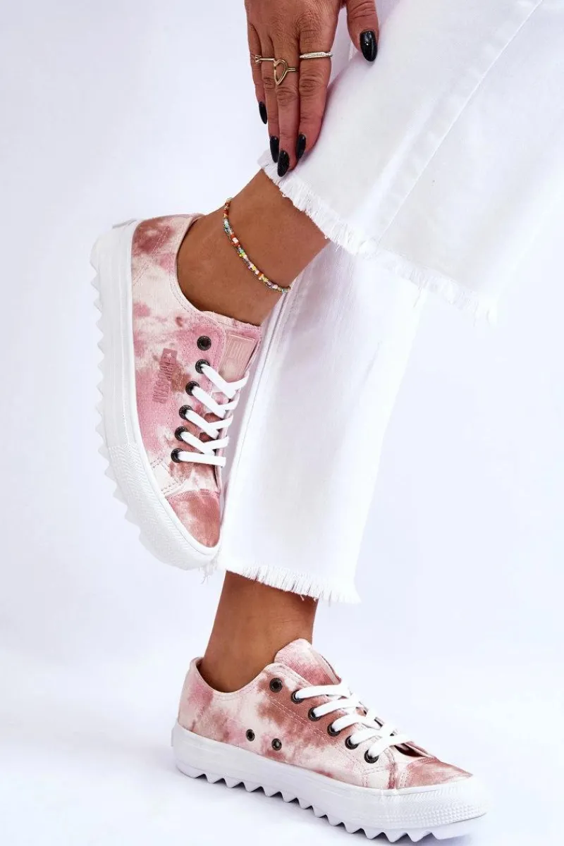 Online Big Star Shoes Modne Niskie Trampki Big Star LL274044 Różowo-Beżowe