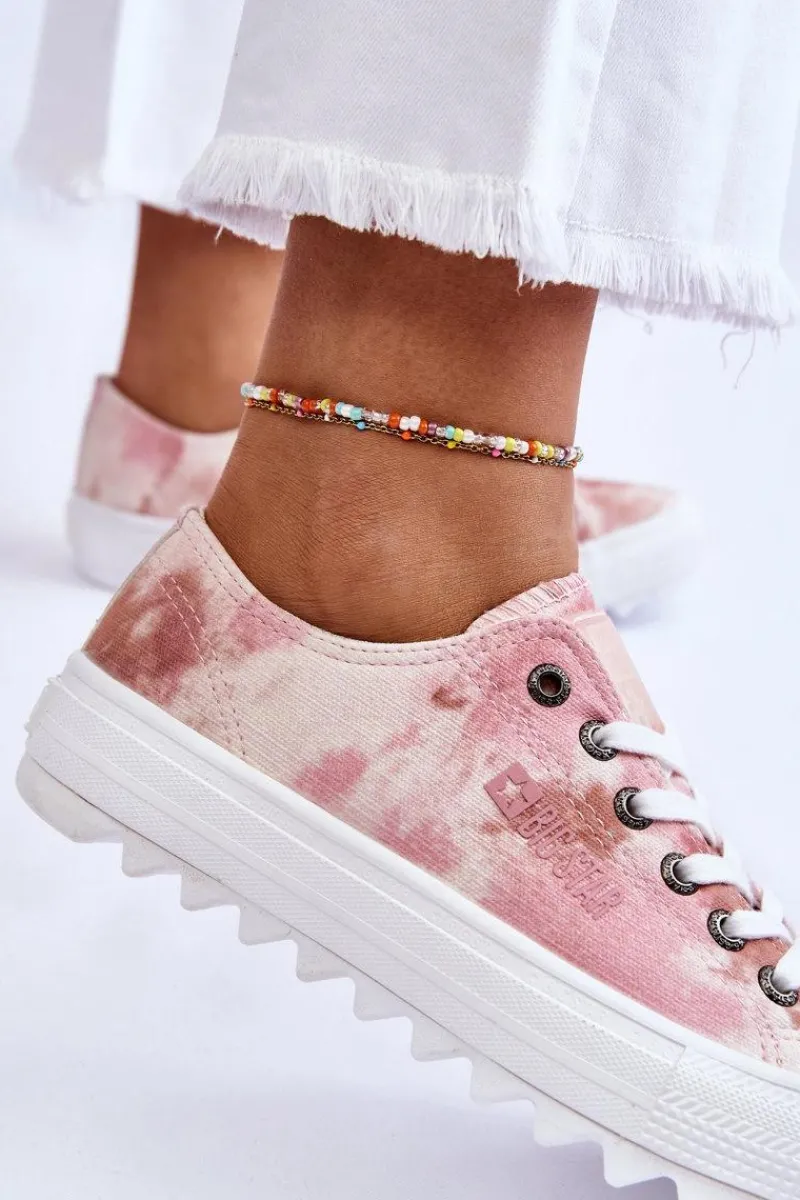 Online Big Star Shoes Modne Niskie Trampki Big Star LL274044 Różowo-Beżowe