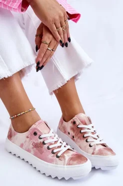Online Big Star Shoes Modne Niskie Trampki Big Star LL274044 Różowo-Beżowe