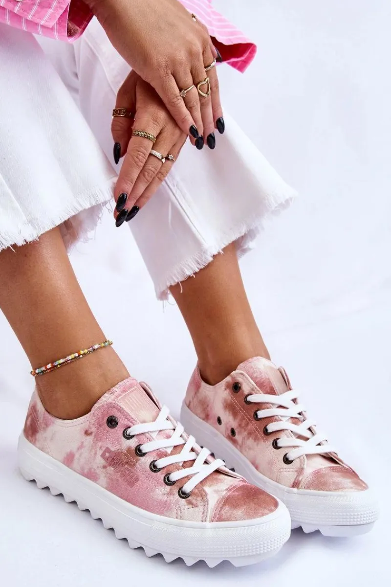 Online Big Star Shoes Modne Niskie Trampki Big Star LL274044 Różowo-Beżowe