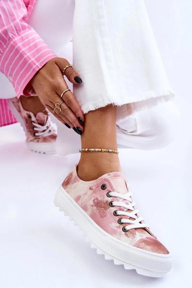 Online Big Star Shoes Modne Niskie Trampki Big Star LL274044 Różowo-Beżowe