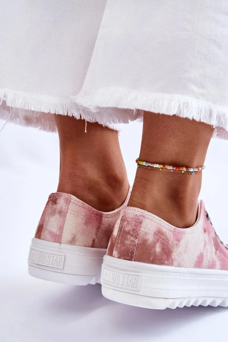 Online Big Star Shoes Modne Niskie Trampki Big Star LL274044 Różowo-Beżowe