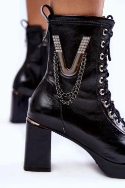 Botki Ocieplane|Botki Skórzane></noscript>Boto Modne Ocieplane Skórzane Botki Z Ozdobą Czarne Malta