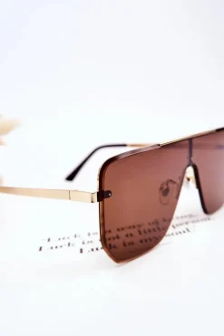 Sale Boto Modne Okulary Przeciwsłoneczne 400UV Prius V310 Złoto-Brązowe