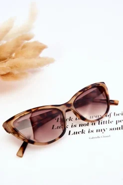 New Modne Okulary Przeciwsłoneczne Kocie Oko V090169 Leopard Beżowe Okulary