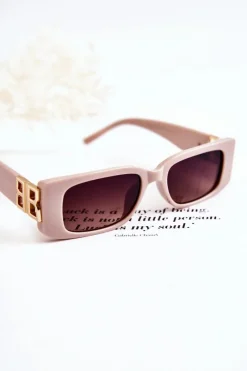 Outlet Boto Modne Okulary Przeciwsłoneczne Prostokątne V120035 Jasnoróżowe