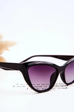 Online Boto Modne Okulary Przeciwsłoneczne Kocie Oko V090169 Czarne Gradient Fioletowy