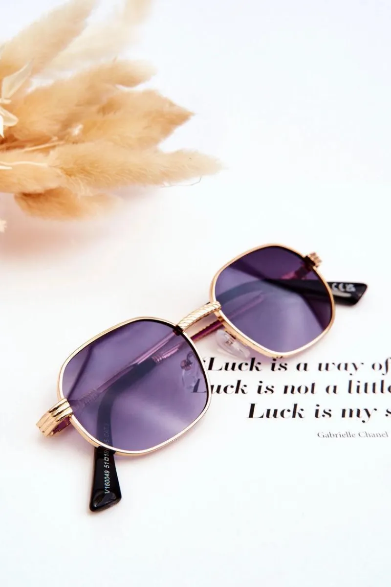 Hot Boto Modne Okulary Przeciwsłoneczne Ful Vue V160049 Złoto-Fioletowe