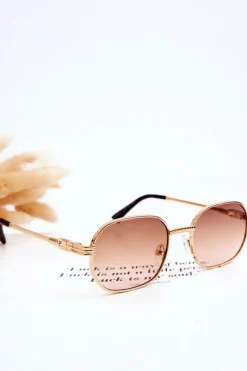 Outlet Boto Modne Okulary Przeciwsłoneczne Ful Vue V160049 Złoto-Jasnobrązowe