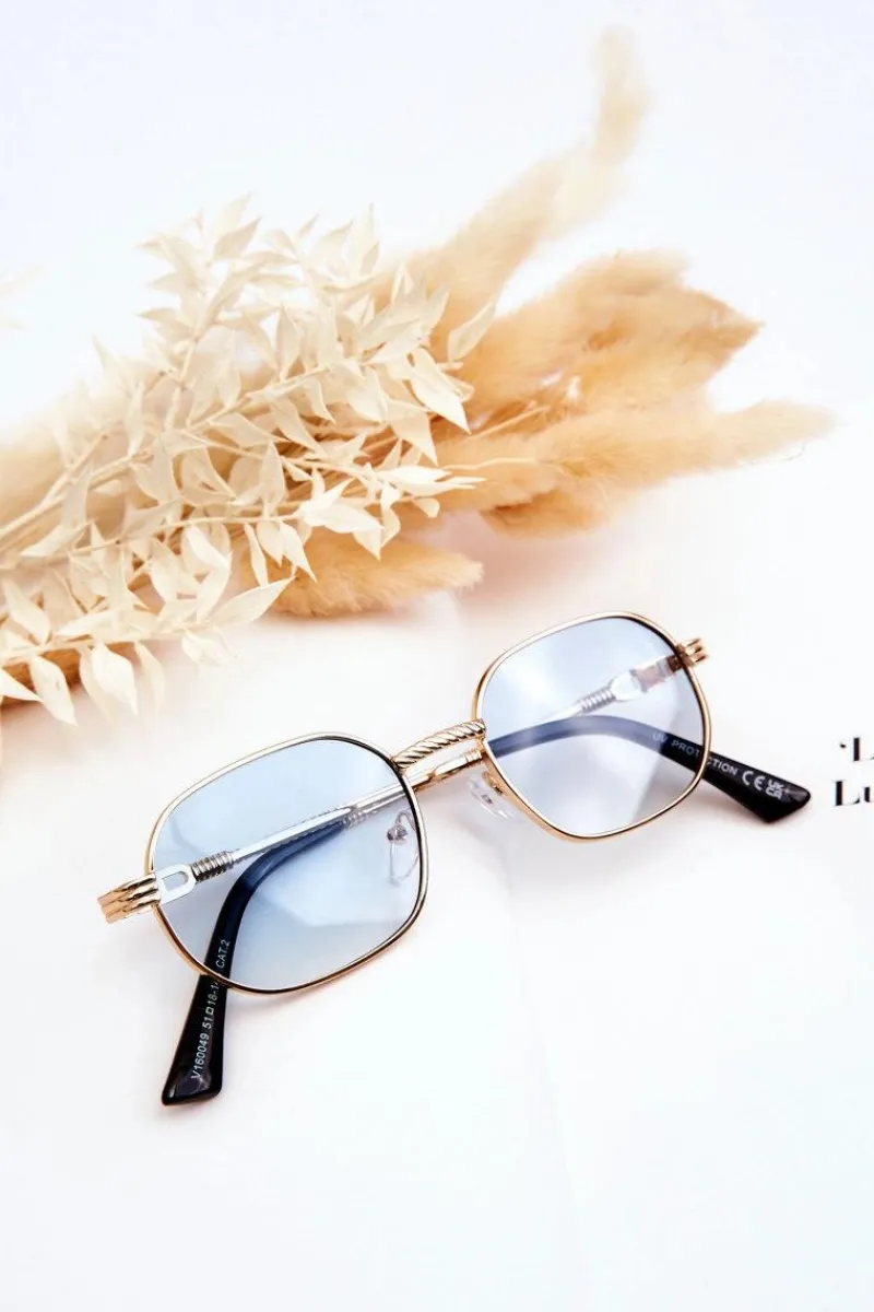 Discount Modne Okulary Przeciwsłoneczne Ful Vue V160049 Złoto-Niebieskie Okulary