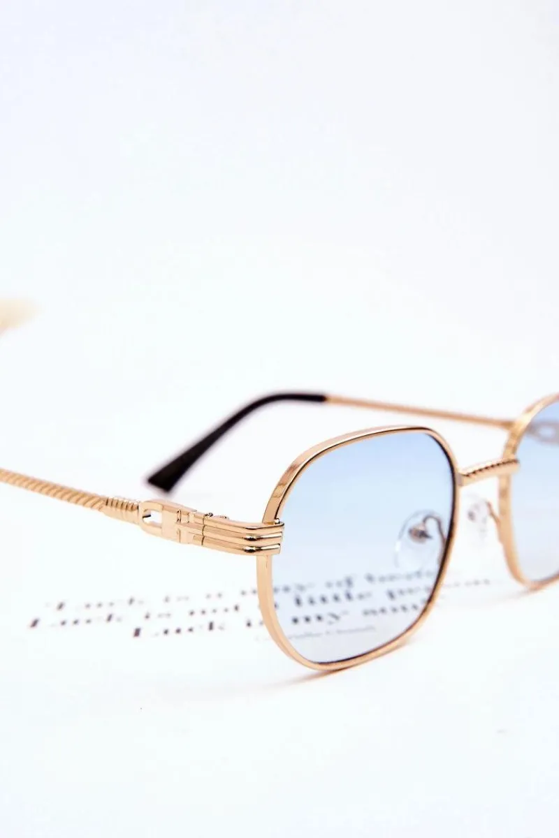 Discount Modne Okulary Przeciwsłoneczne Ful Vue V160049 Złoto-Niebieskie Okulary